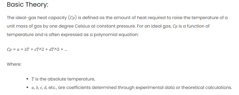 Estimation of Ideal-Gas Heat Capacity in Excel Formula