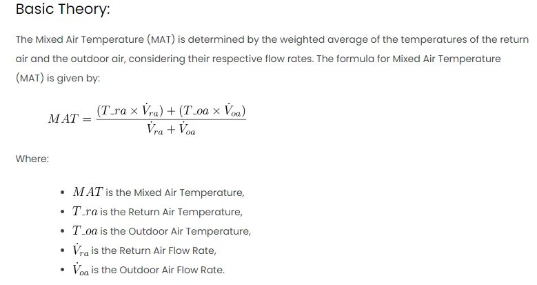 HVAC Mixed Air Temperature Equations with Excel and MATLAB