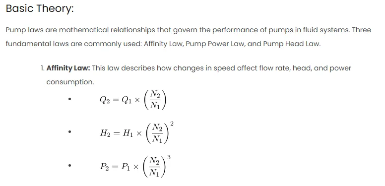 HVAC Pump Laws: Excel Formulas and MATLAB Comparison