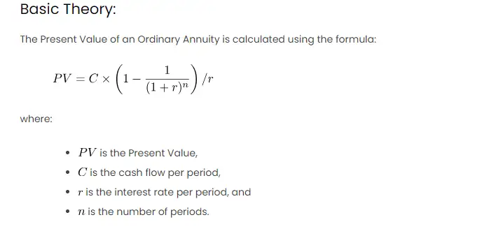 Understanding the Present Value of an Ordinary Annuity Theorem in Excel