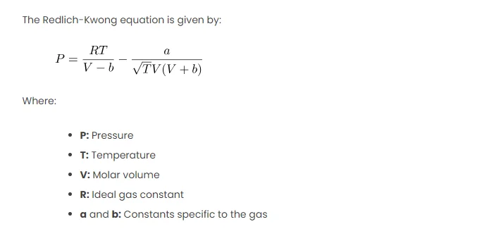 Redlich-Kwong Equation of State in Microsoft Excel for Chemical Engineering Applications