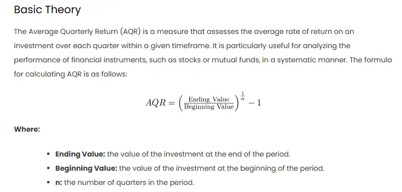 The Average Quarterly Return Theorem in Excel